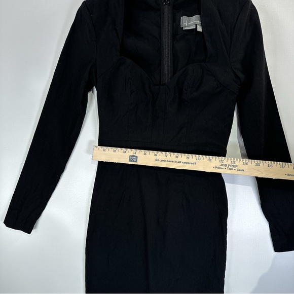 By Anthropologie corset seam black mini dress long sleeve size 0 - Picture 10 of 10